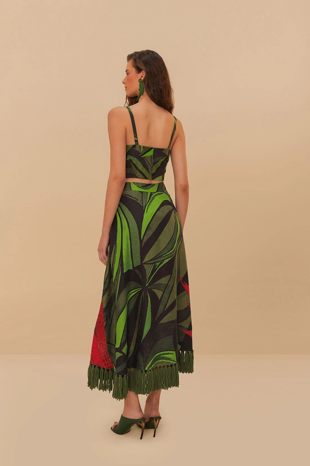 Coconut Tree Flow Embroidered Skirt Figure Flattering