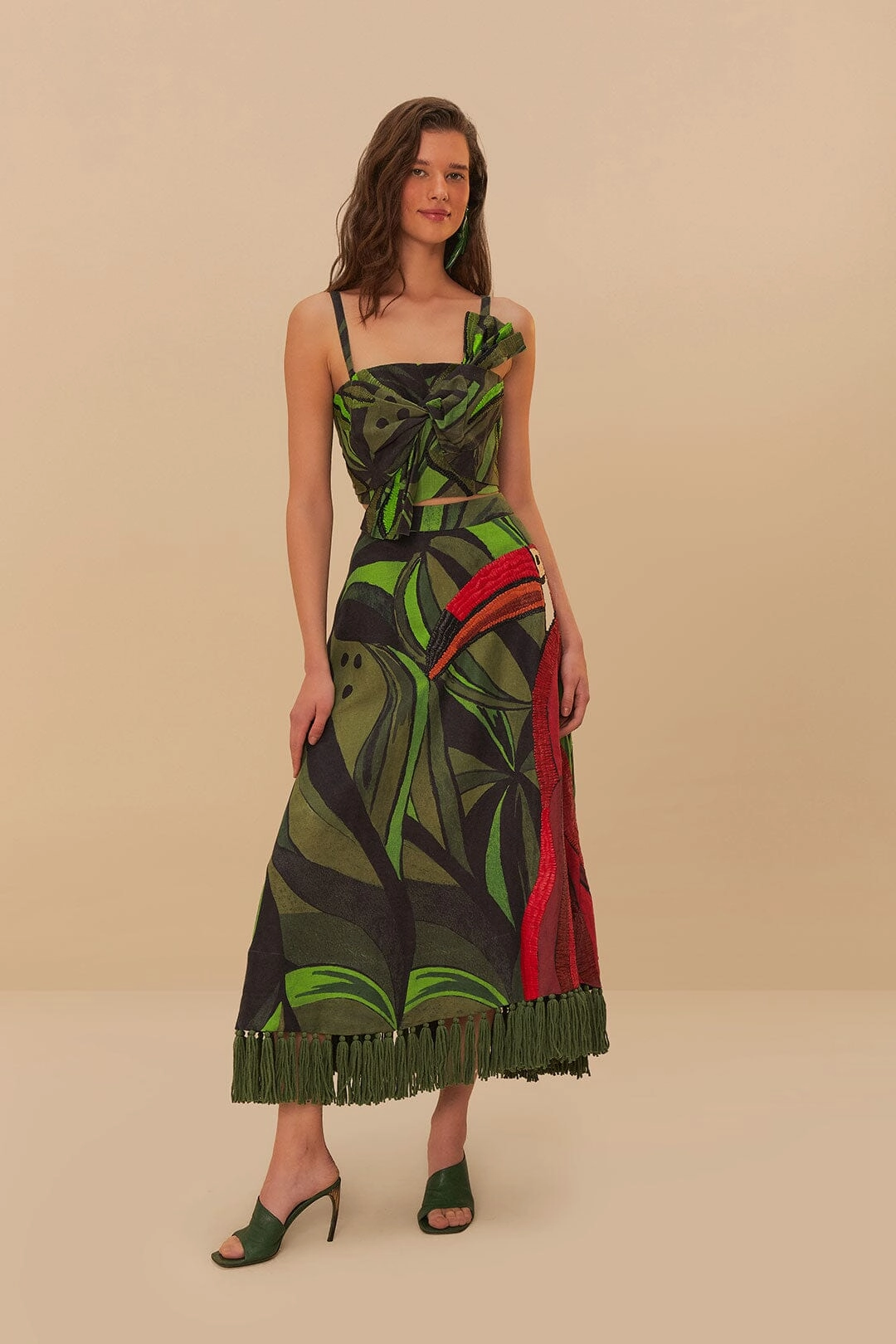 Coconut Tree Flow Embroidered Skirt Limited Quantity Daytime Look