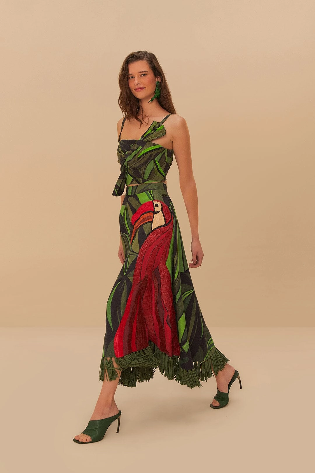 Coconut Tree Flow Embroidered Skirt Simple Layer Layered Hem