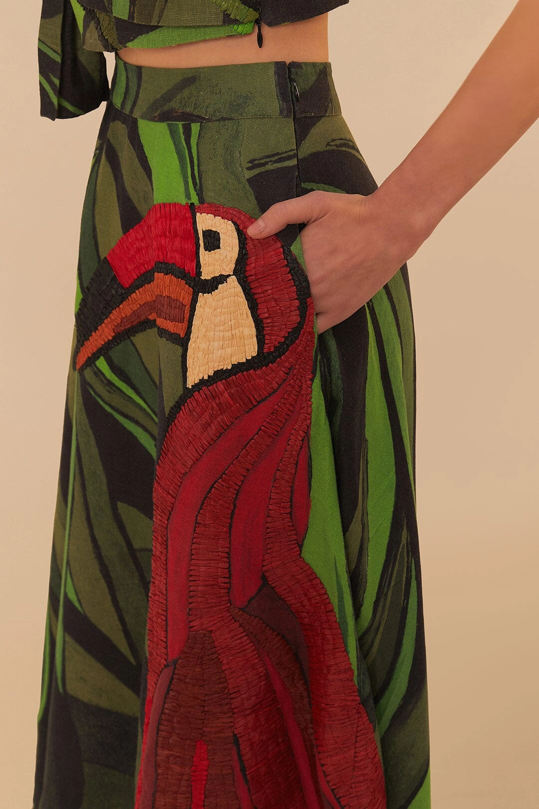 Everyday Vibe Laser Cut Edges Coconut Tree Flow Embroidered Skirt