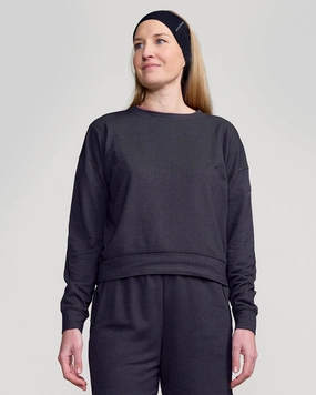 Odor Resistant Knitwear Relaxed Vibe Women??s Anytime Crew Sweatshirt - Charcoal Marle