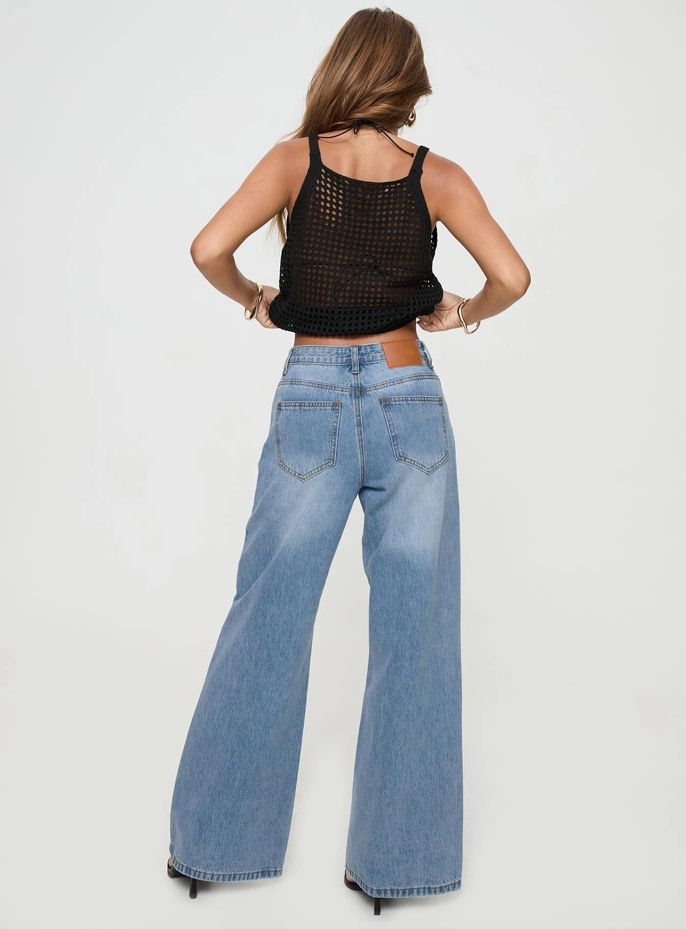 Colemane Mid Rise Flared Jeans Angel Blue Non Fade Fabric