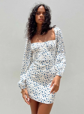 Vilma Long Sleeve Dress White Floral Seasonal piece Gender Fluid