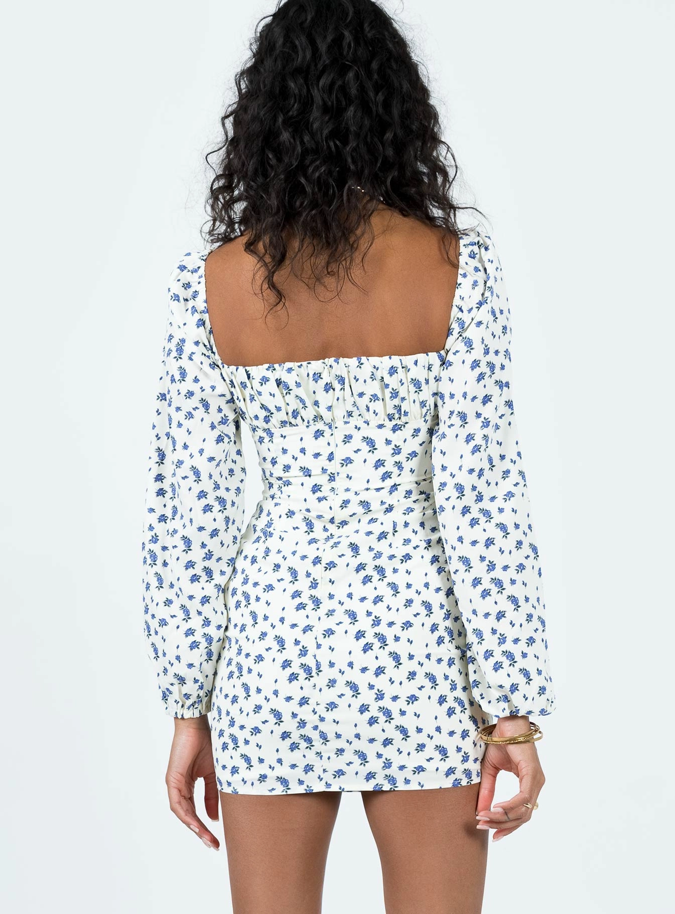 Vilma Long Sleeve Dress White Floral Statement-Buttons