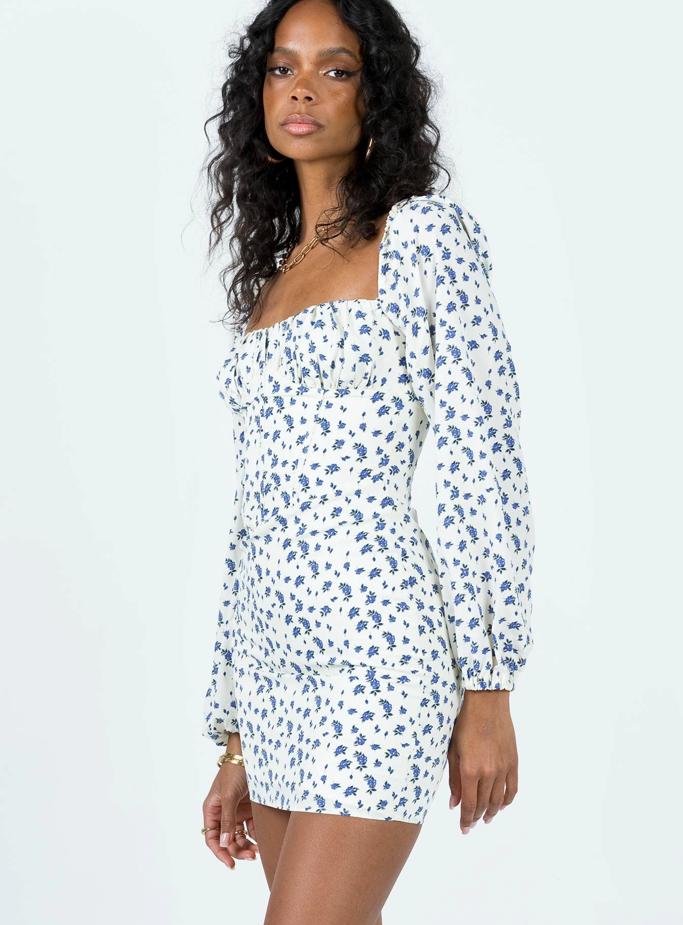 BreathableFabric Vilma Long Sleeve Dress White Floral