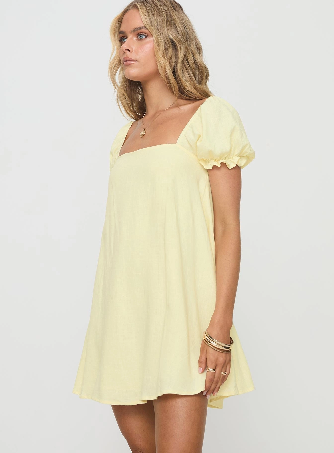 Relaxed Finish Beyond Linen Blend Mini Dress Yellow