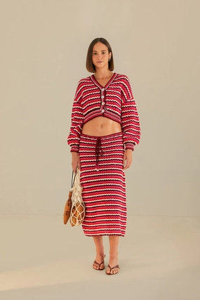 Performance Wear Simple looks Colorful Stripes Crochet Skirt
