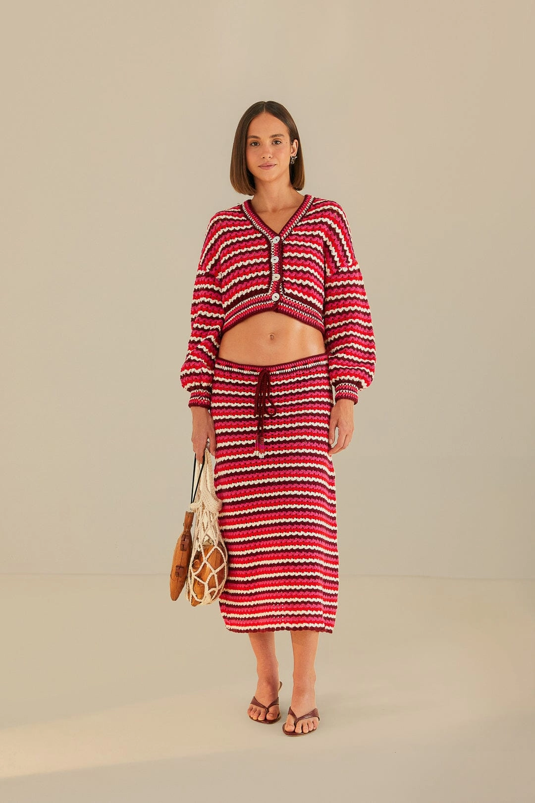 Performance Wear Simple looks Colorful Stripes Crochet Skirt