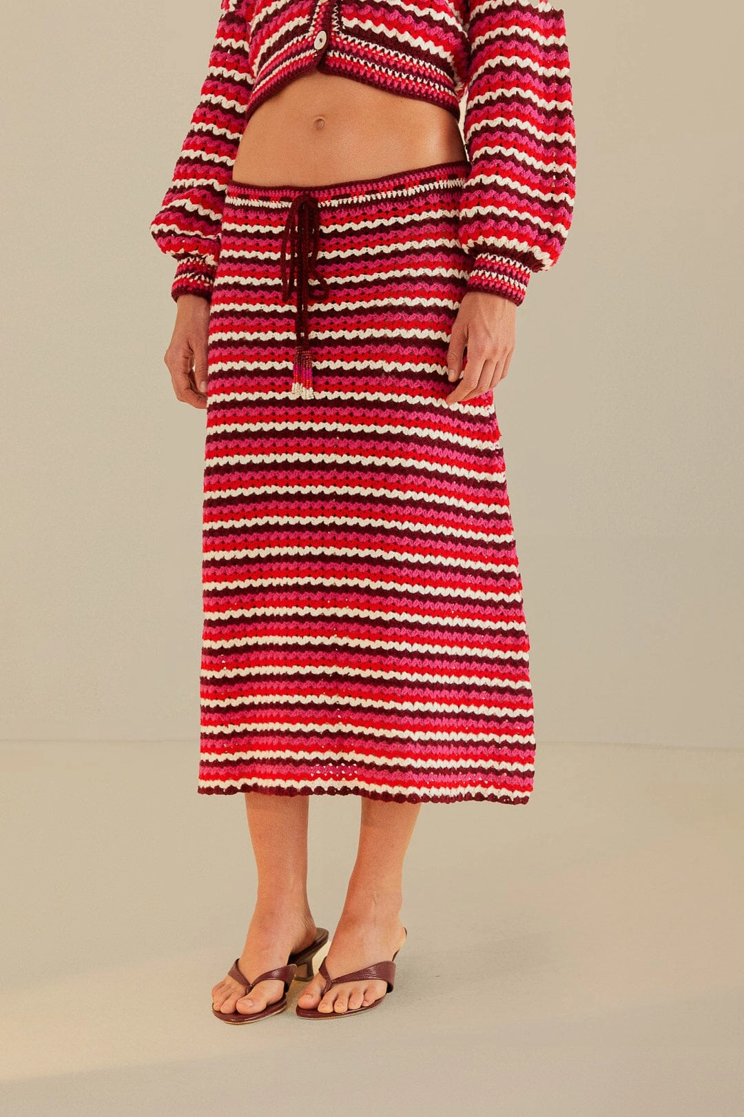 Colorful Stripes Crochet Skirt Retro Style Abstract Motif