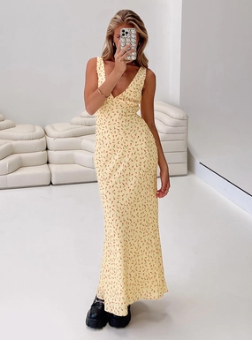 Nellie Maxi Dress Yellow / Red Floral Moment Light
