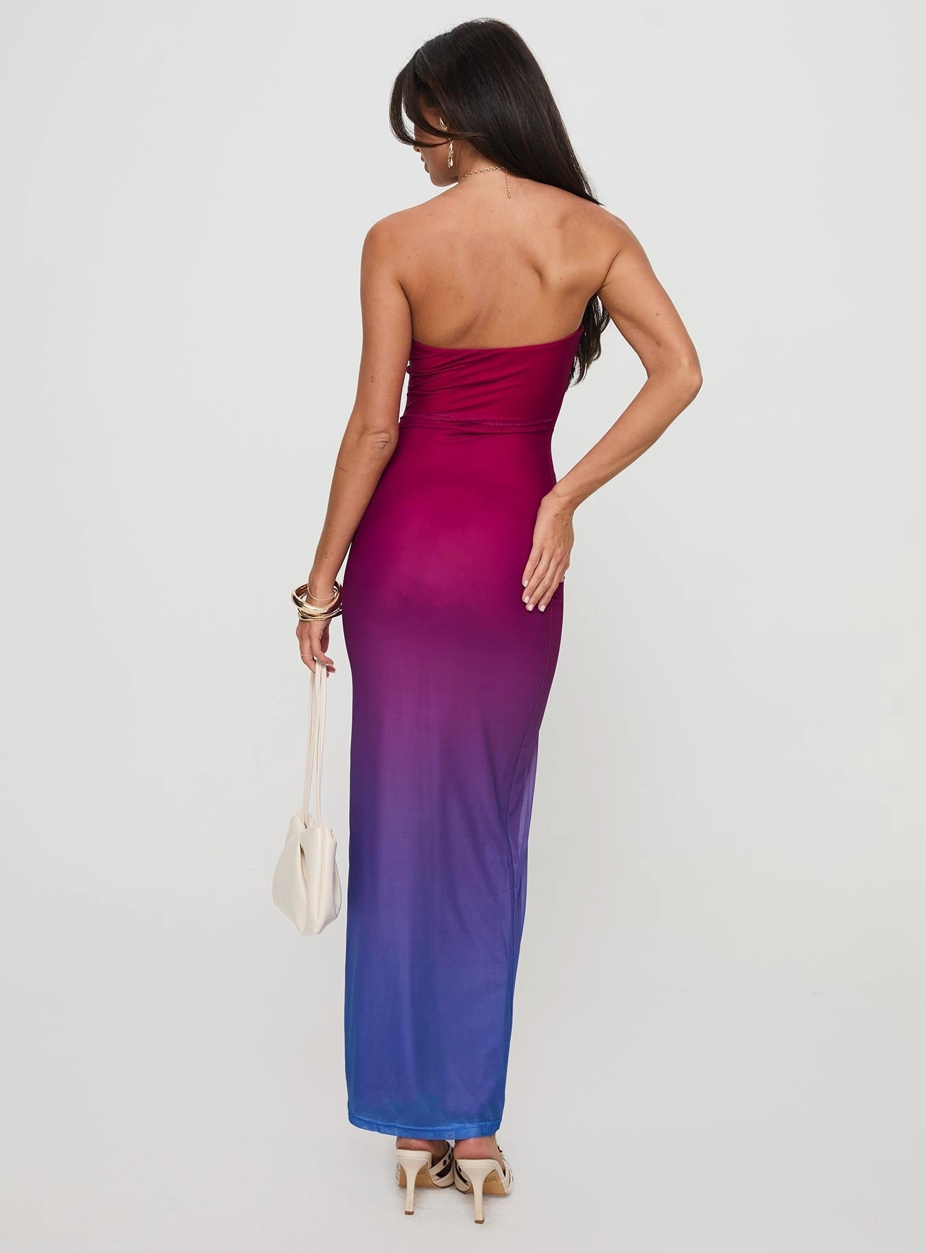 Stolen Love Strapless Maxi Dress Pink / Purple Ombre Movement Feel Minimal Core