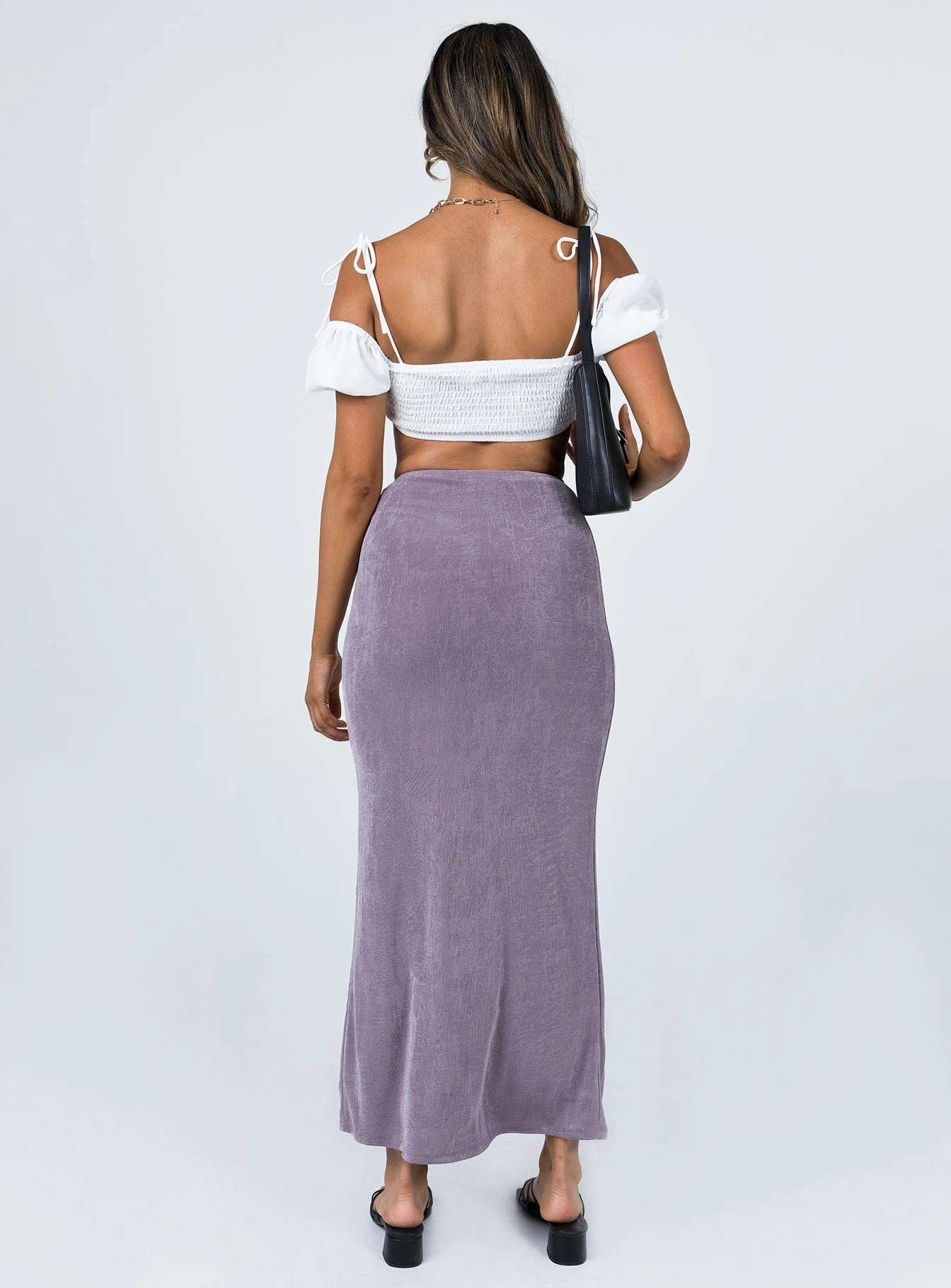 Tiered Design Outfit Game Harriette Maxi Skirt Purple