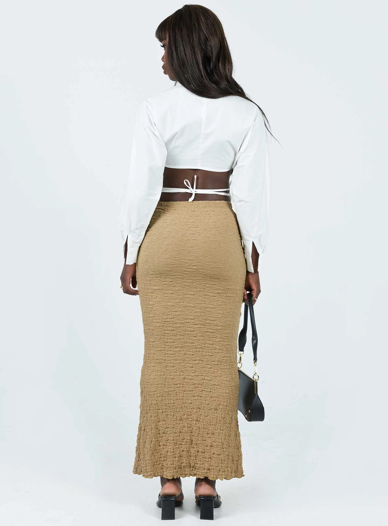 Rubes Midi Skirt Beige Subtle Shimmer