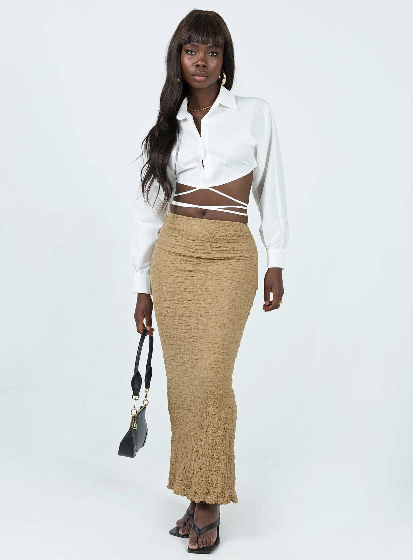 Comfort Wear Rubes Midi Skirt Beige