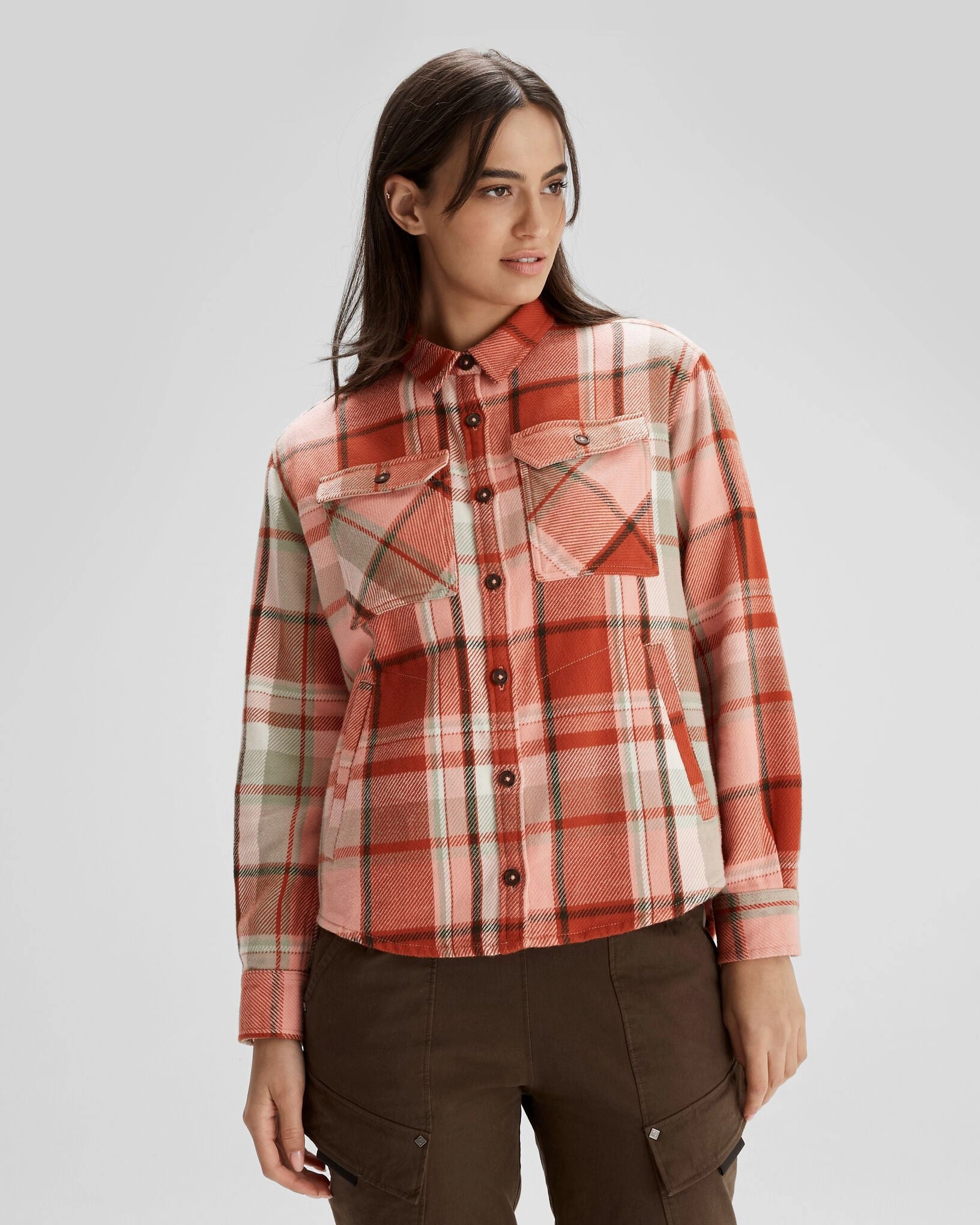 Gym Companion Women's Huntly Long Sleeve Shirt - Cabin Plaid Fruity