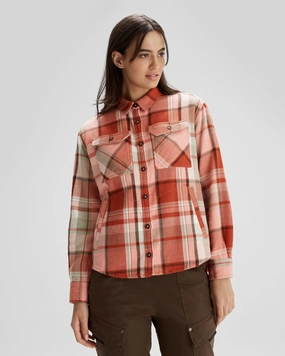 Lightweight Feel No Slip Shoulder Grips Women's Huntly Long Sleeve Shirt - Cabin Plaid Fruity