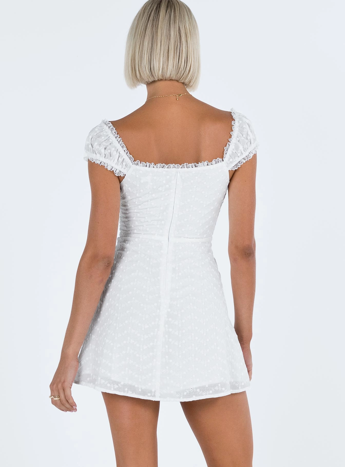Reilly Mini Dress White Metallic Finish Bohemian-Style