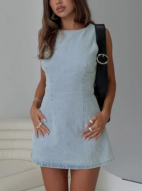 Must Have Ainsleigh Shift Denim Playsuit Light Wash