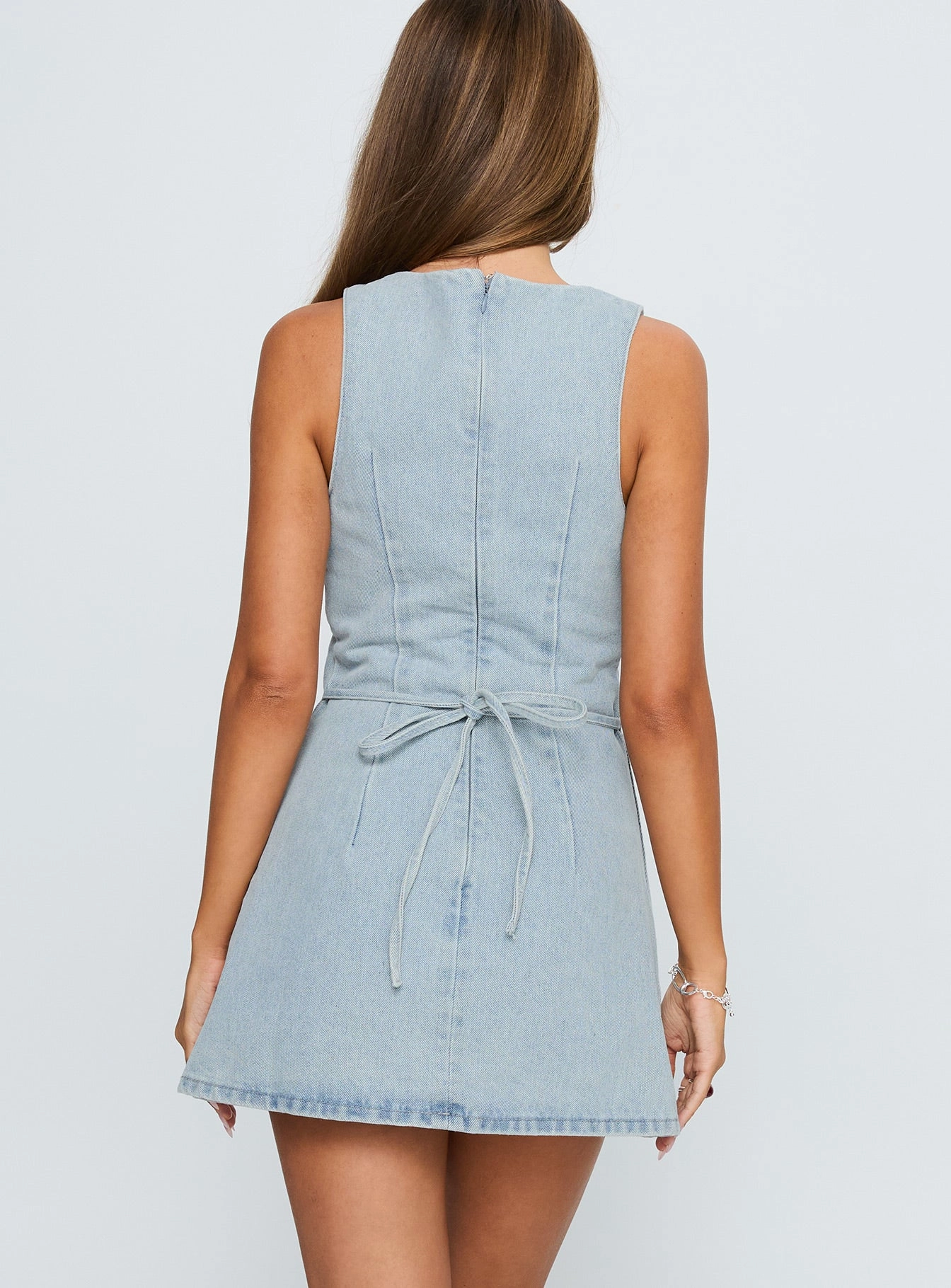 Ainsleigh Shift Denim Playsuit Light Wash Red-Carpet SoftTouchTexture