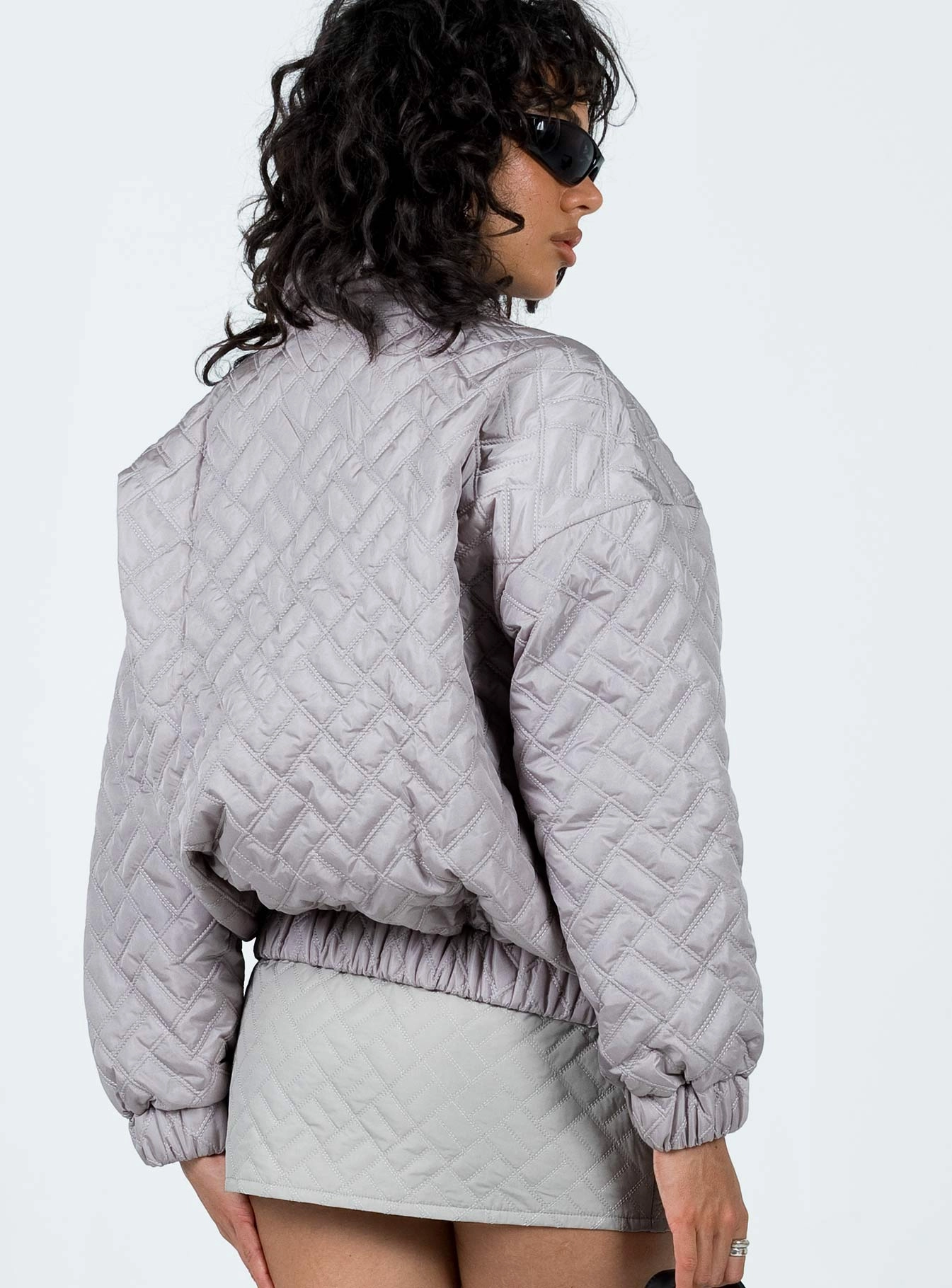 Soft Fleece Interior PerimeterStructuralBoning Suffolk Quilted Bomber Jacket Grey