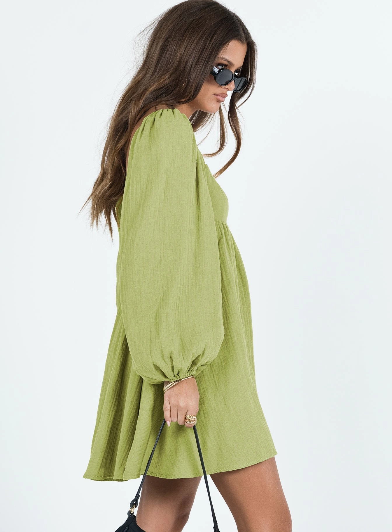 Lawn Soft Lorna Long Sleeve Mini Dress Sage