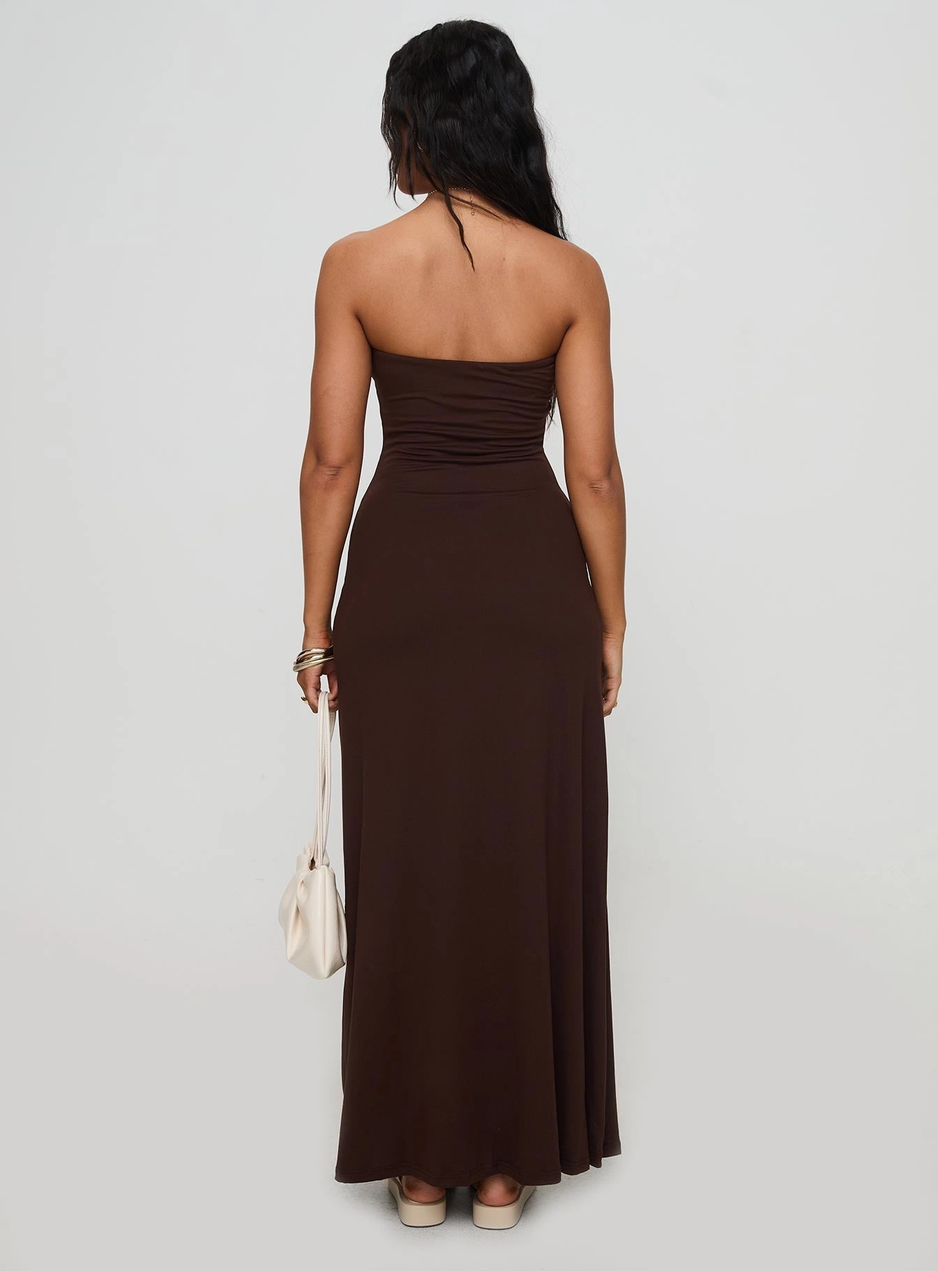 Family Glow Bellaire Strapless Maxi Dress Brown