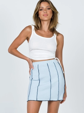 Nelle Mini Skirt Blue Breathable Material Crochet Style