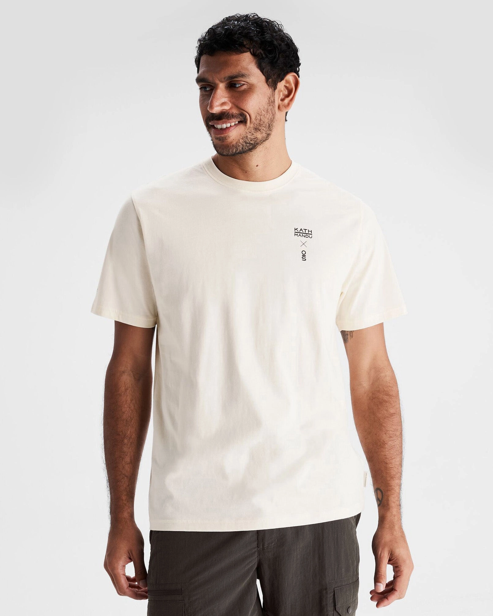 Men's O.Smither Lines Organic Cotton T-shirt - Natural Reinforced Neckline
