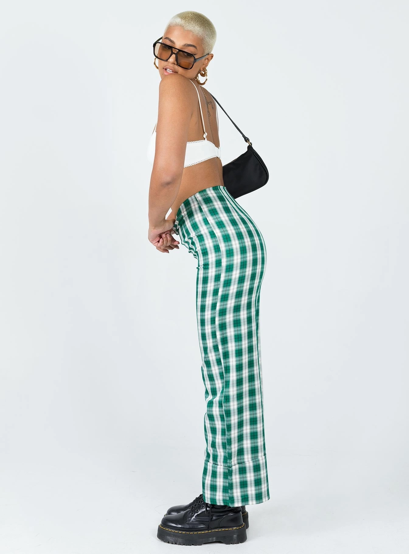 Euros Pants Green Tartan Indoor Comfort Sleek Fit