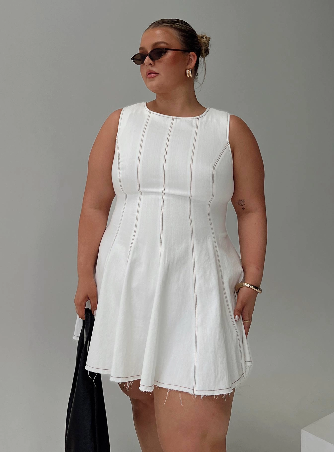 Composure Pleat Mini Dress White Curve Light Layers Smart Style