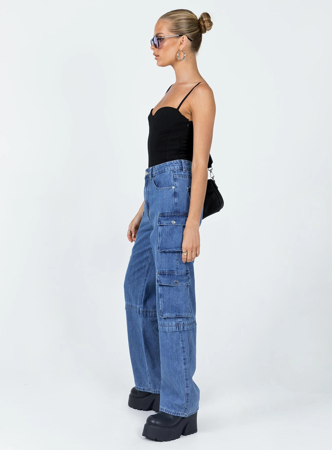 Darla Cargo Denim Jeans Casual Friday Versatile Softened Seams