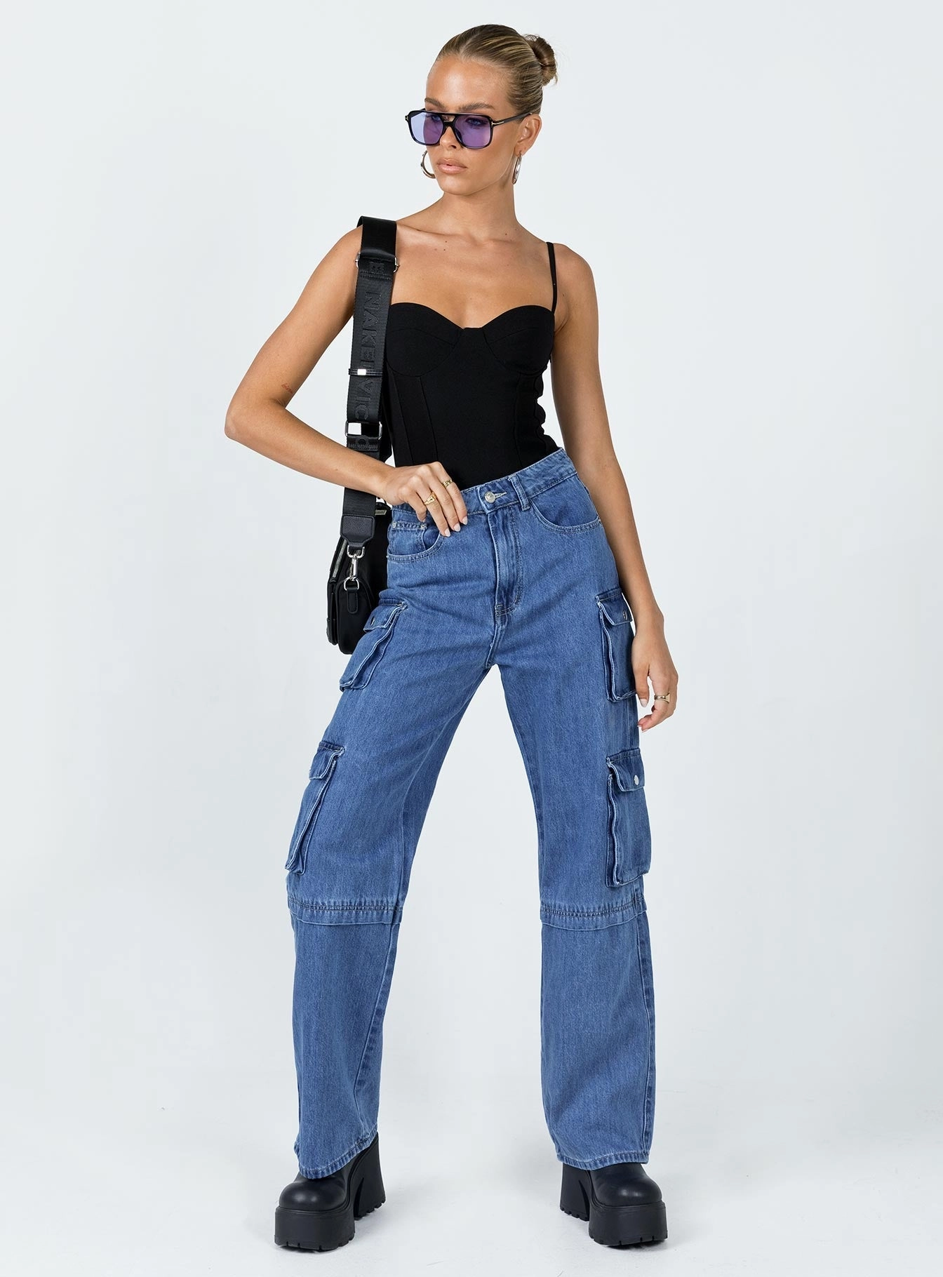 Party Look Earthy Trend Setter Chill Outfit Student Outfit Darla Cargo Denim Jeans