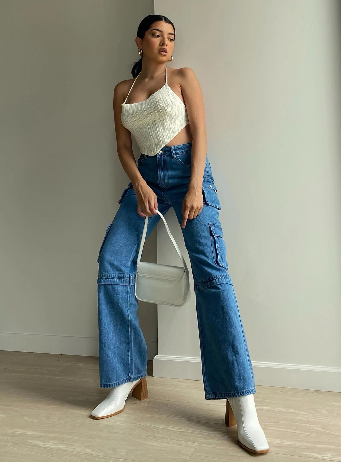 Darla Cargo Denim Jeans City Walk Weekend Warrior Trend Design