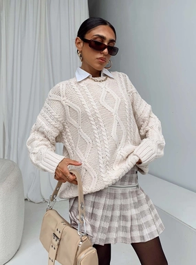 Elastic hemline The Craft Mini Skirt Beige Plaid