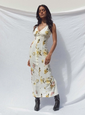 Trendy Layering Malibu Maxi Dress Cream Multi