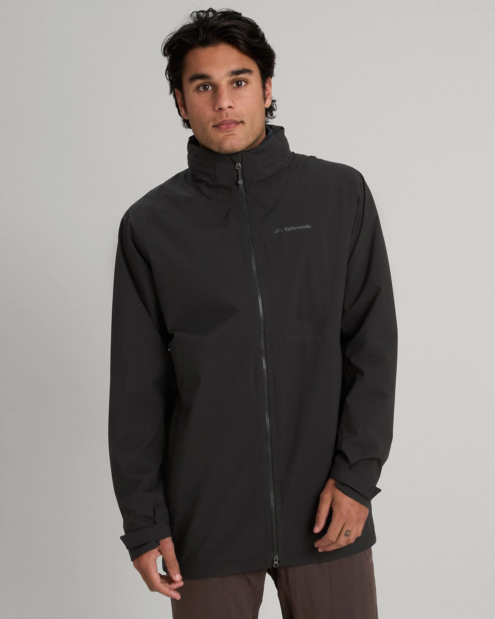Waterproof Coating Cozy Texture Men's Trailhead Stretch 2.5-layer Rain Parka - Black Stingray