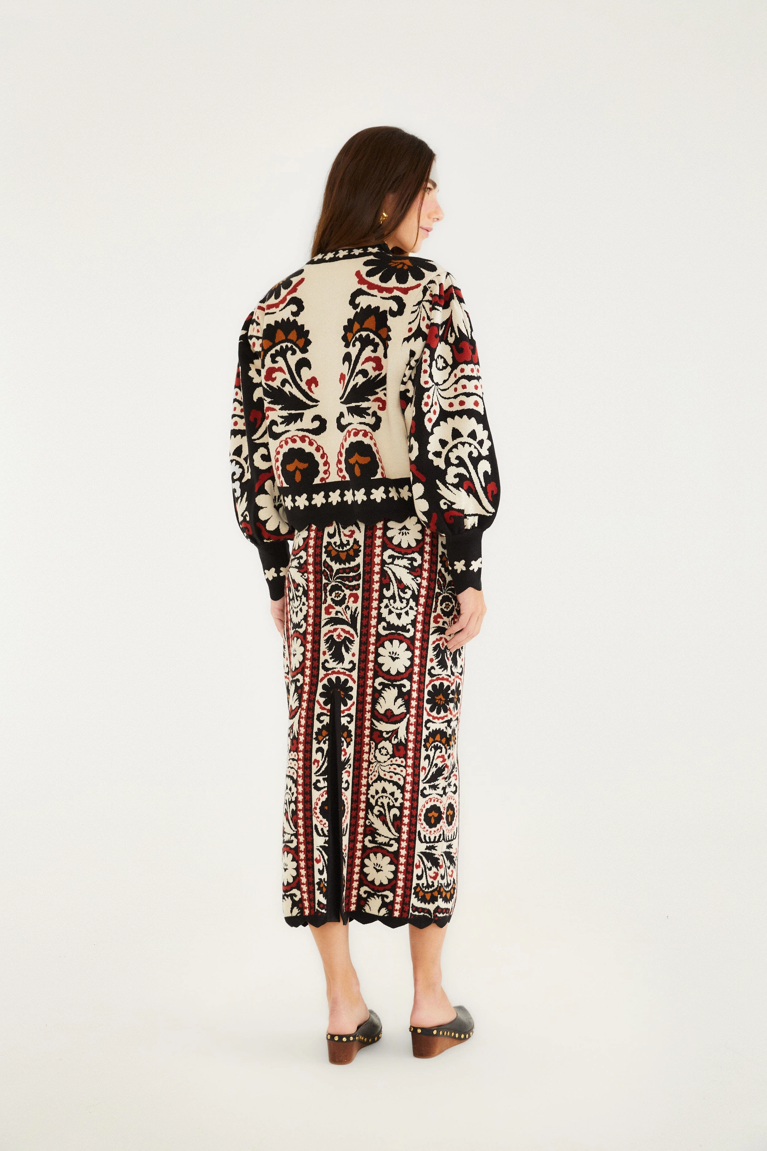 Style Fusion Stripes Winter Tapestry Knit Skirt
