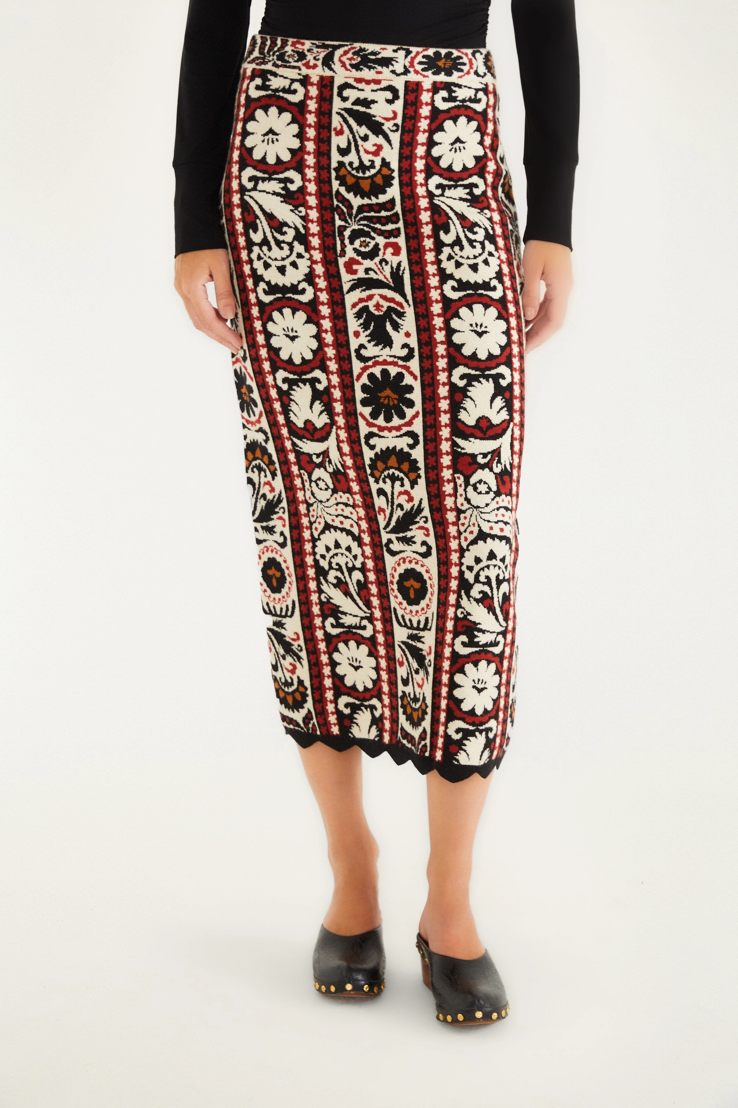 Stripes Winter Tapestry Knit Skirt Sporty Casual Cool Touch