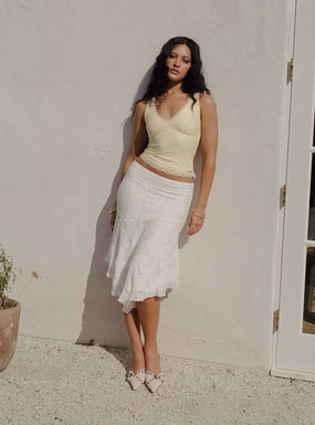 The Escape Midi Skirt White Modern Luxe Soft Palette