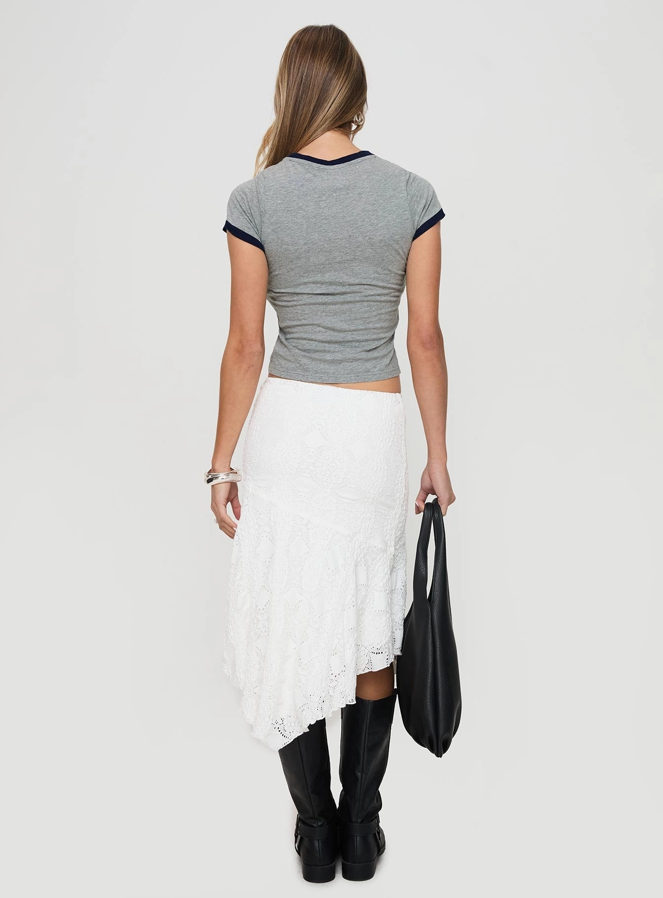 Breathable Texture Focus The Escape Midi Skirt White