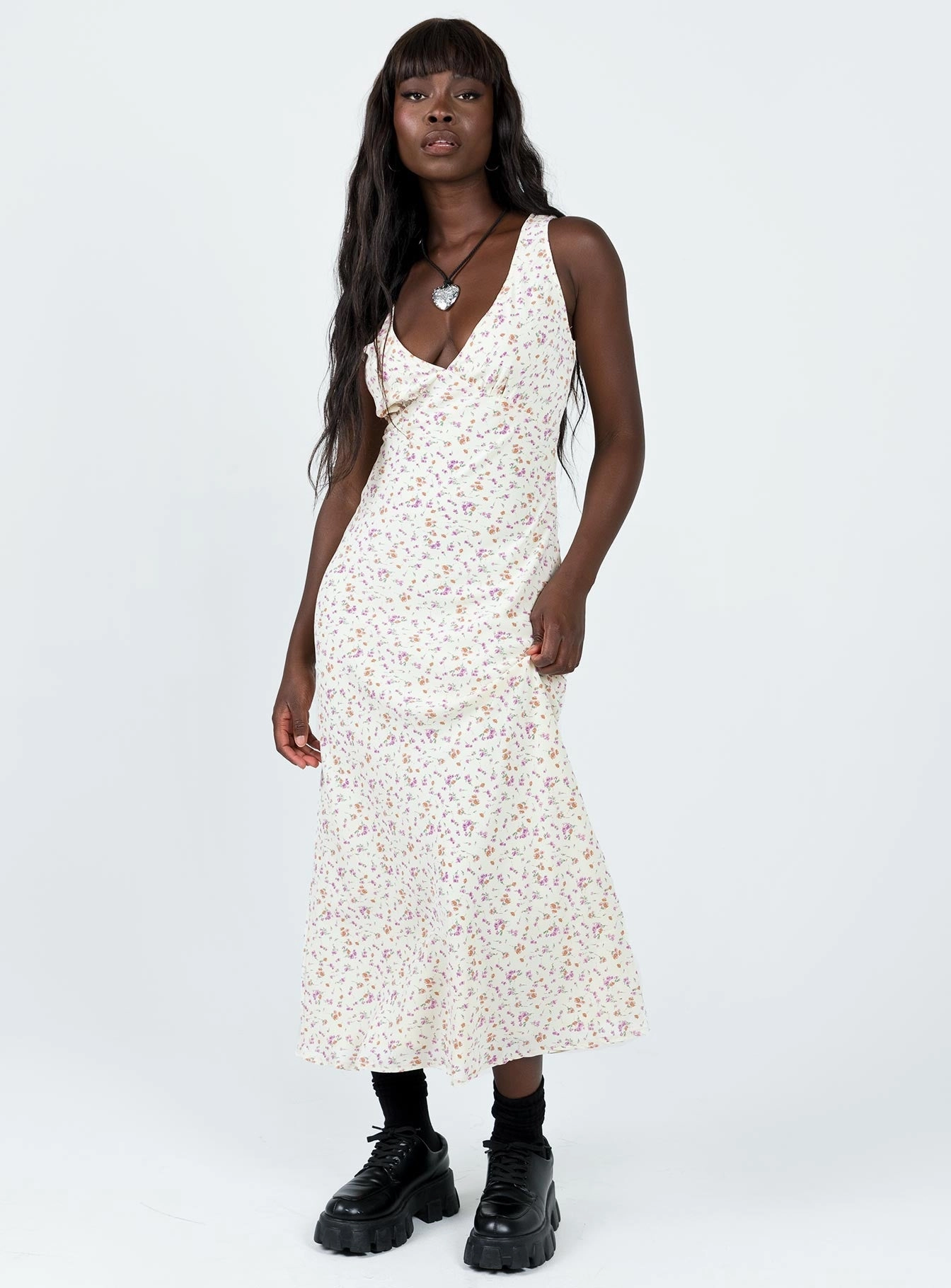 Nellie Maxi Dress Cream Balanced Lines Timeless Piece