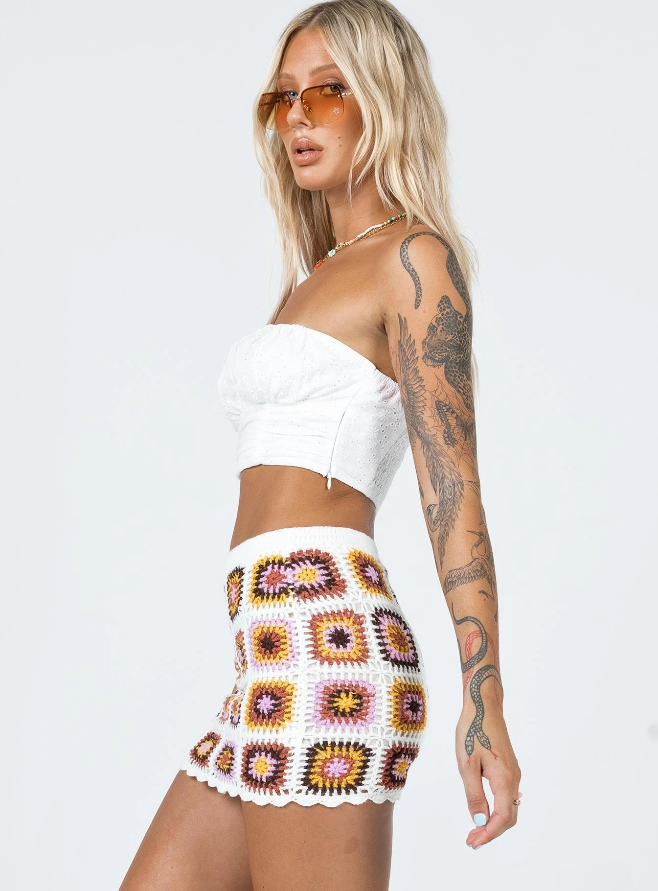 Barbados Crotchet Mini Skirt Multi Bamboo Fiber