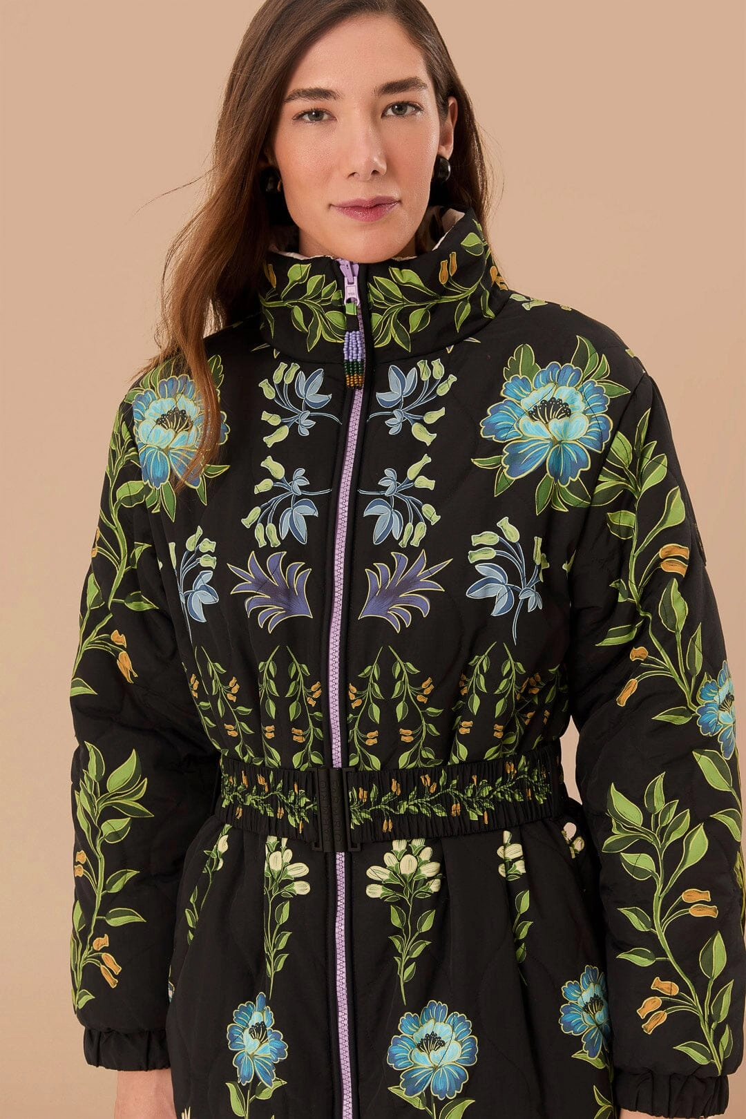 Black Winter Garden Reversible Maxi Puffer Jacket Stretch Material Dry Fast