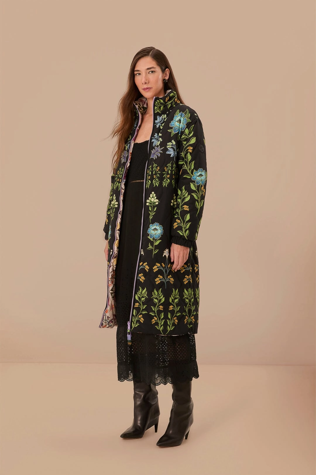 Black Winter Garden Reversible Maxi Puffer Jacket Extra Layer Piece
