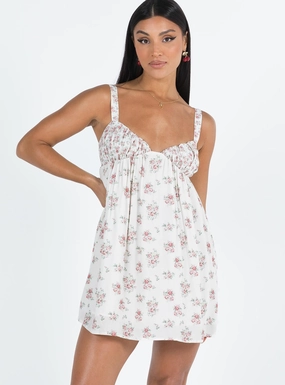 Chic Layering Scalloped-Edge Vance Mini Dress Pink / Floral