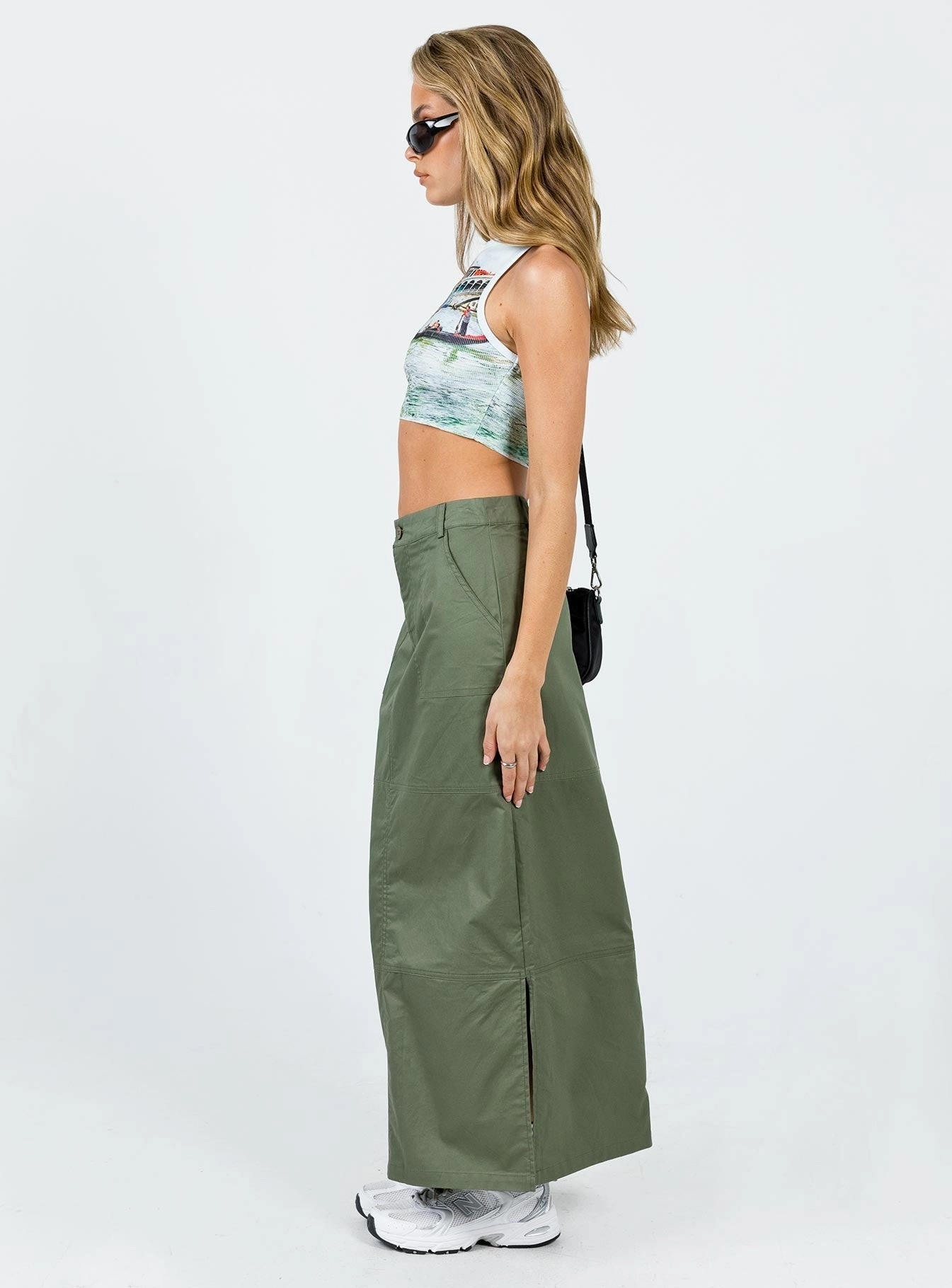 Devine Cargo Maxi Skirt Khaki Dance Practice