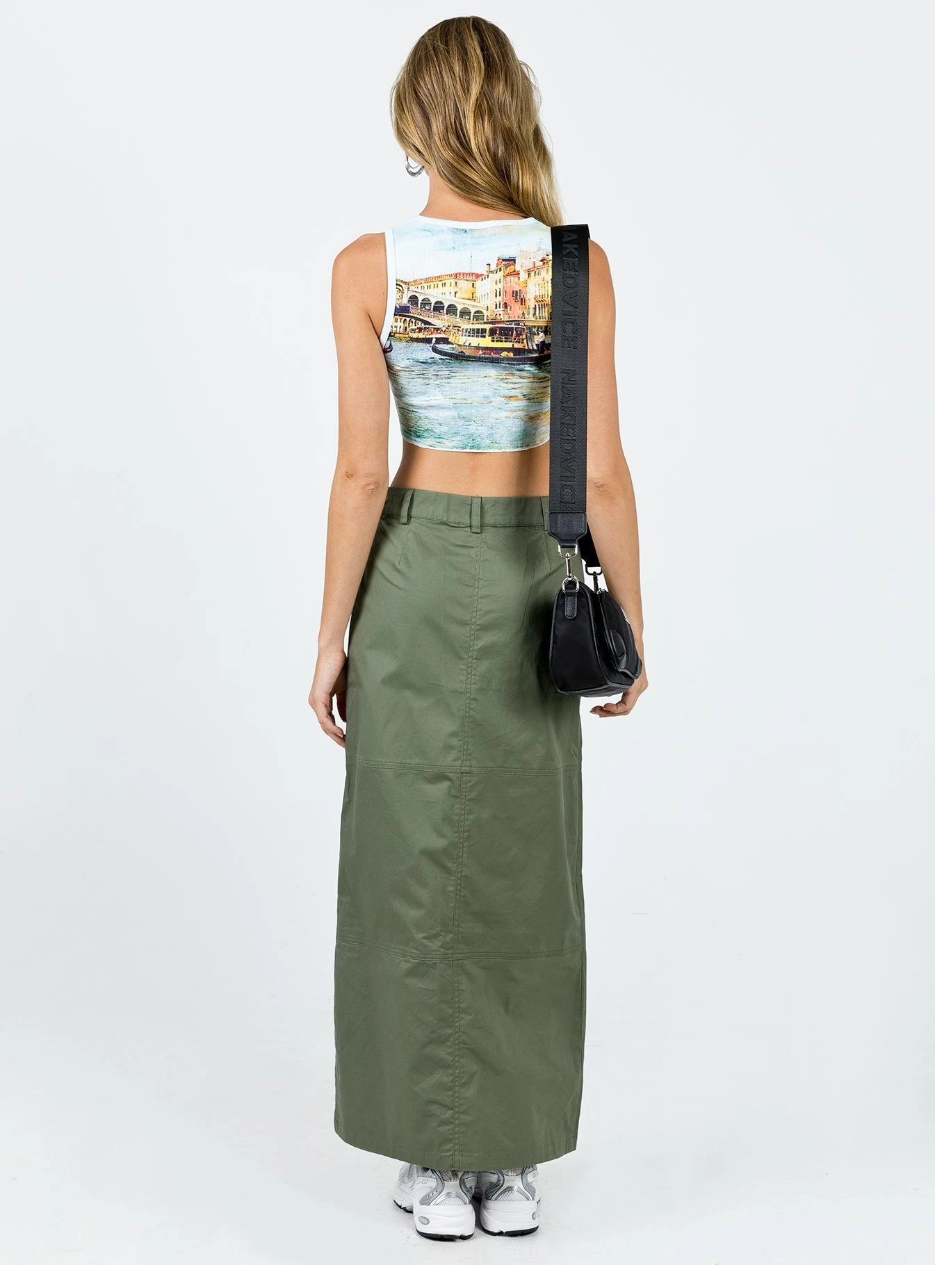 Devine Cargo Maxi Skirt Khaki Polka Dot