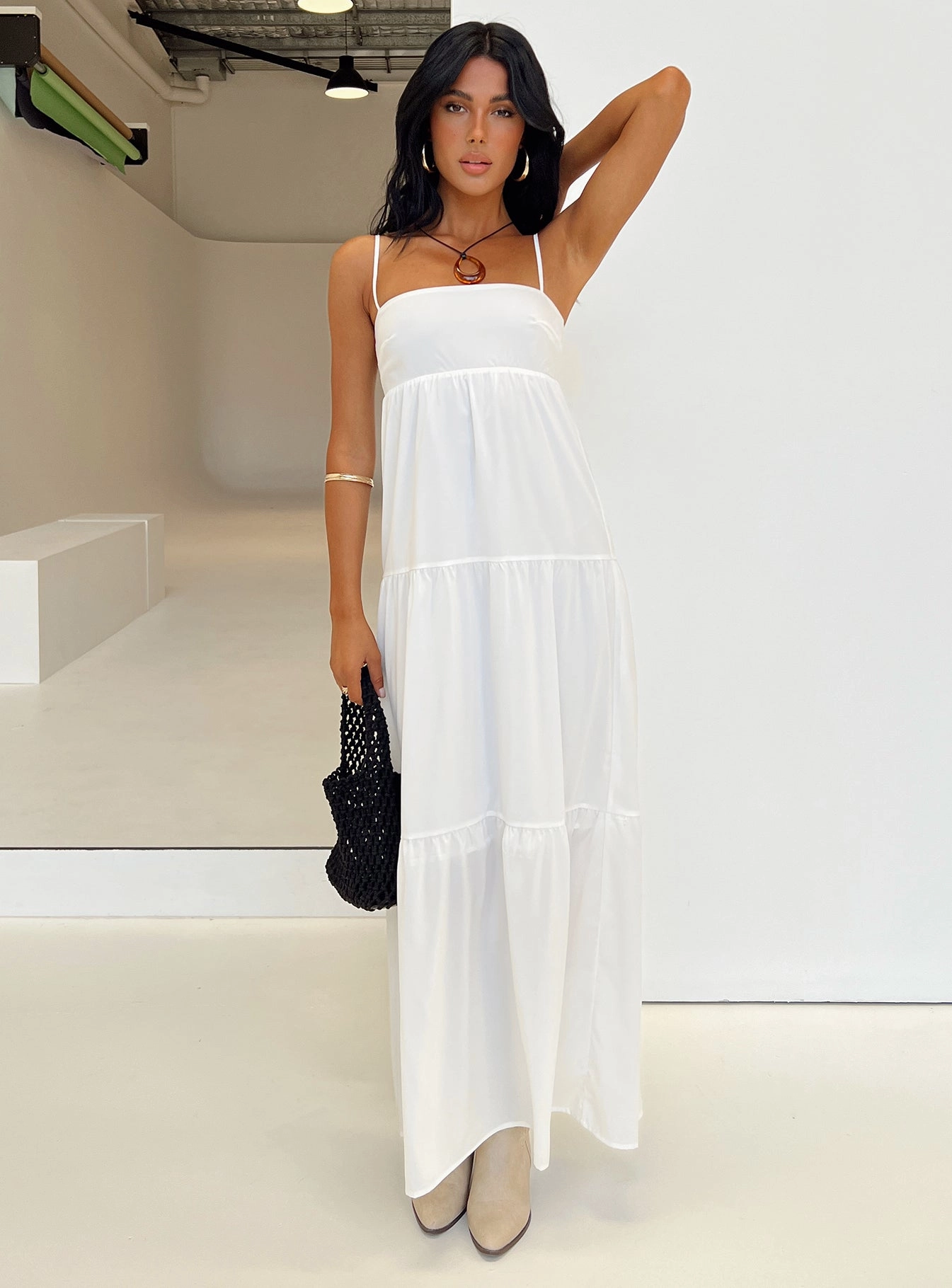 Blush Shade Warrego Maxi Dress White