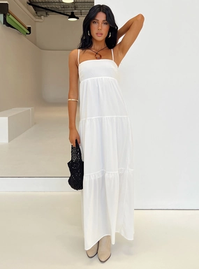 Easy Texture Textured Surface Warrego Maxi Dress White