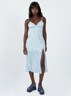 Cool Elegance Corbio Midi Dress Blue Floral